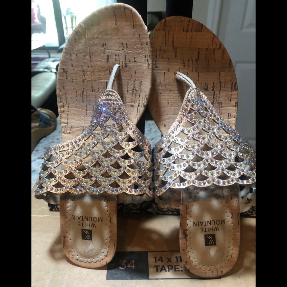 A beautiful embellished beige crystal sandals